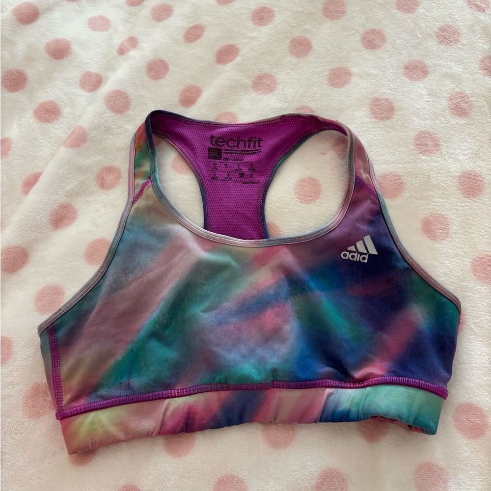 adidas Purple and Teal Scoop-Back Performance Sports Bra